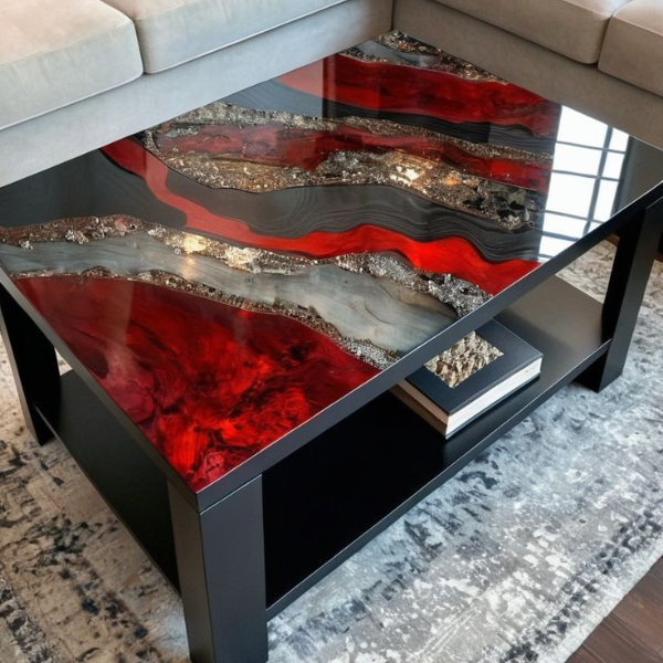 TABLE BLACK AND RED